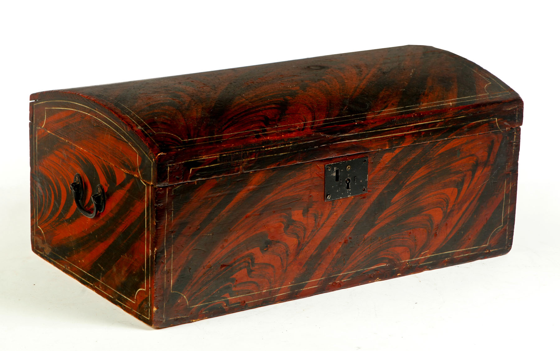 Appraisal: GRAIN DECORATED BOX American late th century Dome-top box with