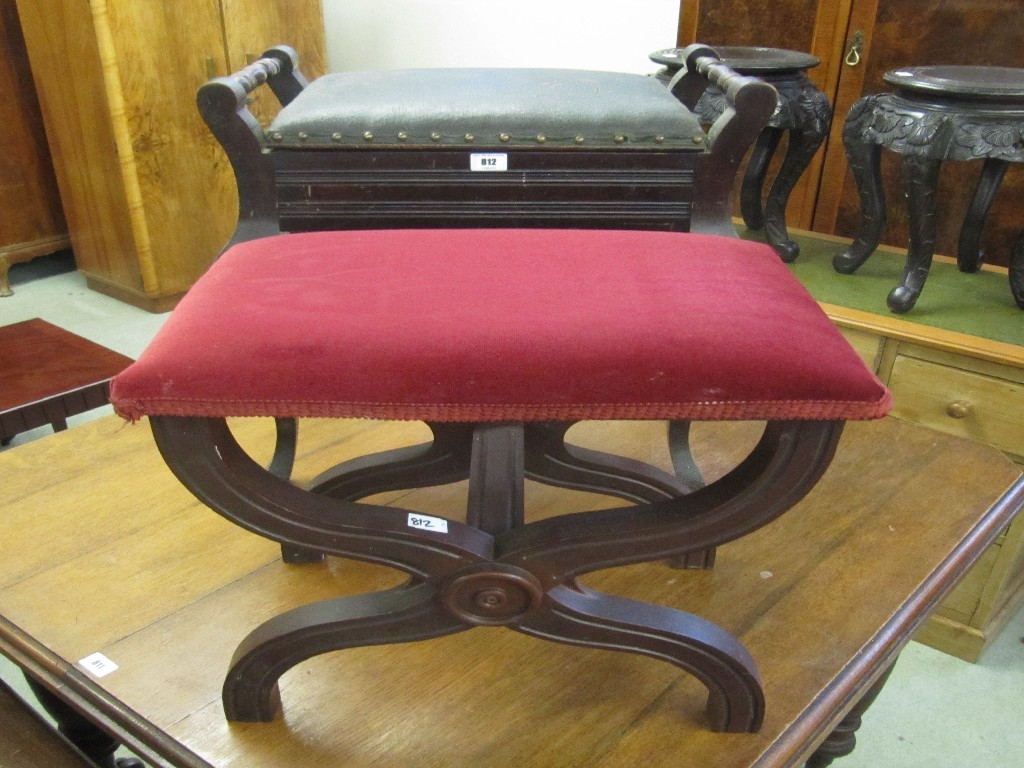 Appraisal: Piano stool and a dressing stool