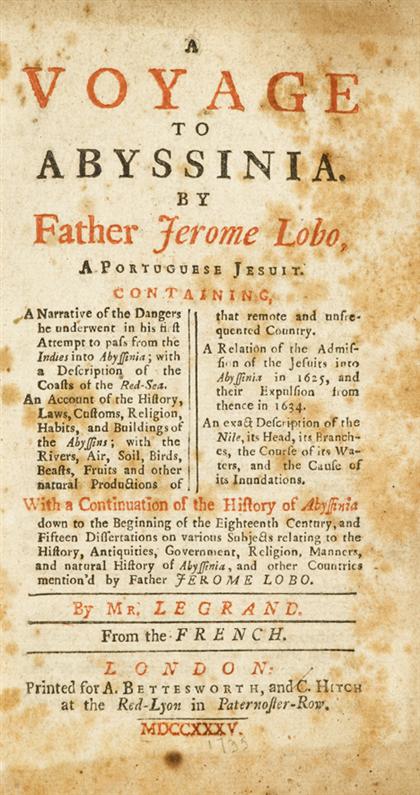 Appraisal: vol Johnson Samuel translator Lobo Jerome A Voyage to Abyssinia