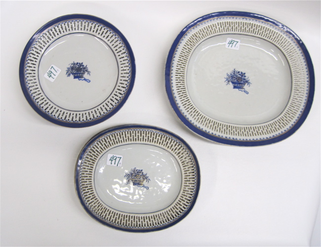 Appraisal: NINE PIECE CHINESE BLUE WHITE DESSERT SET including small and