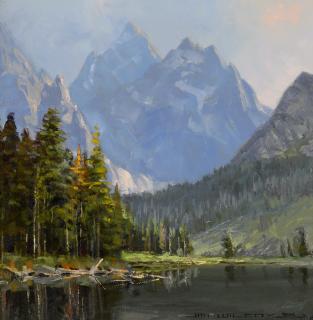 Appraisal: Jim Wilcox b Mountain Lake Teton Range oil on board