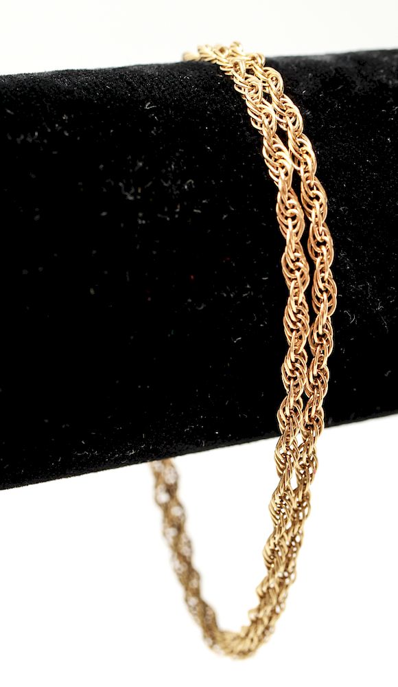 Appraisal: K Gold Braided Twist Rope Double Chain Bracelet K yellow