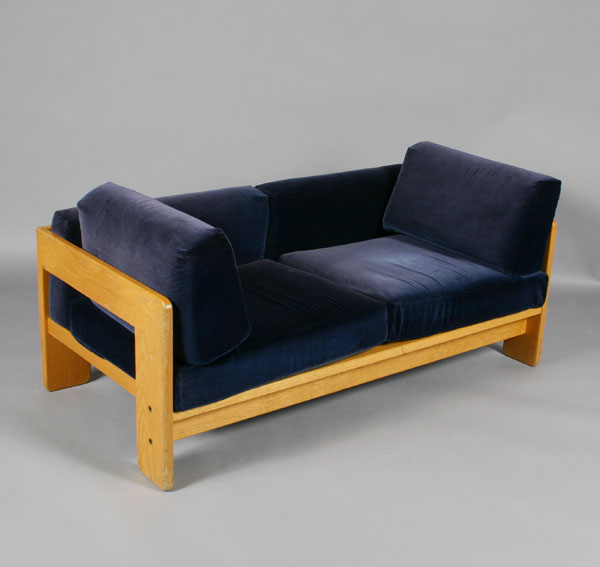 Appraisal: Tobia Scarpa for Knoll Bastiano love seat couch oak frame