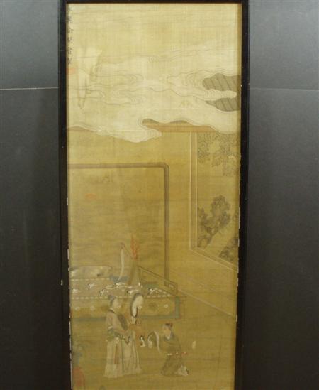 Appraisal: A th century Chinese silk painting depicting two ladies and