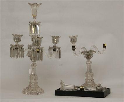 Appraisal: Pair of French Molded Glass Four-Light Girandoles