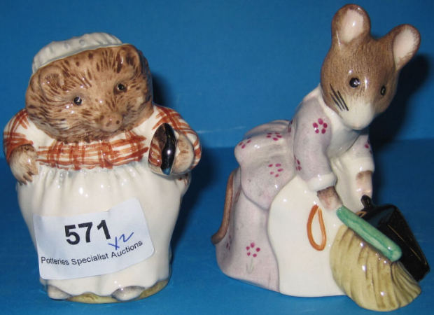 Appraisal: Beswick Beatrix Potter Figures Hunca Munca Sweeping and Mrs Tiggywinkle