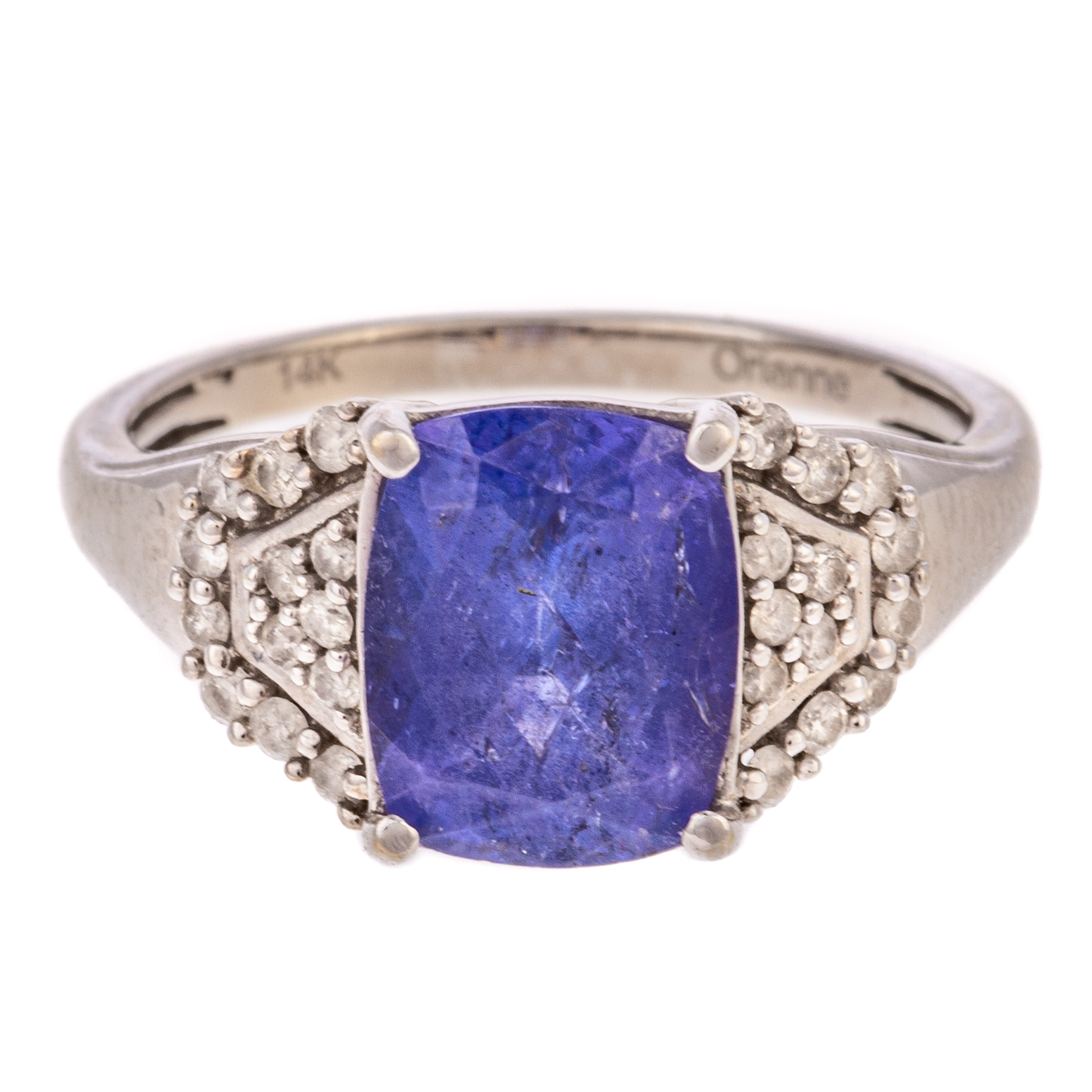 Appraisal: A CT TANZANITE DIAMOND RING IN K K white gold