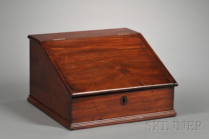 Appraisal: Mahogany Slant-lid Desk Box America th century the interior fitted