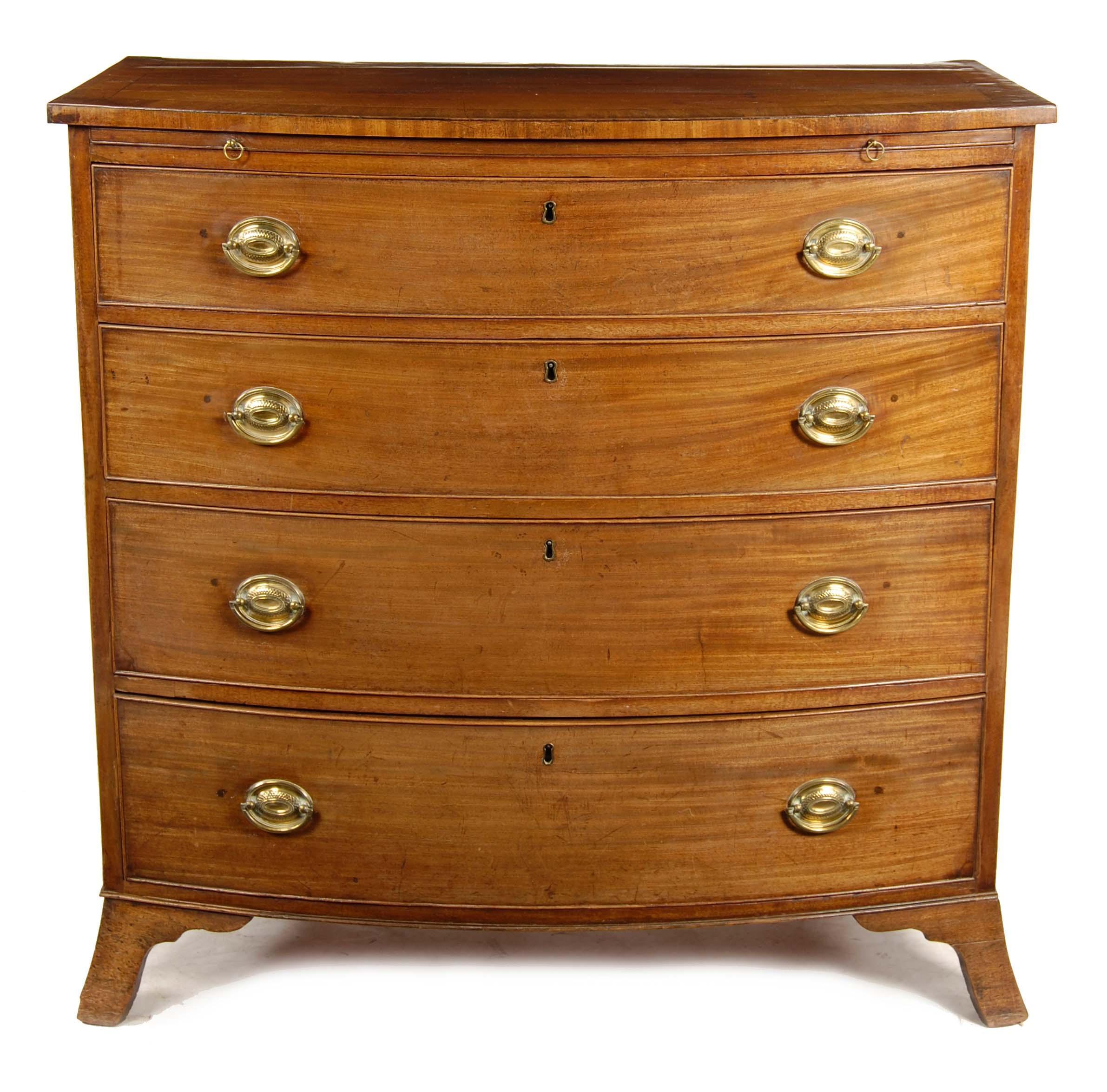 Appraisal: A George III mahogany bowfront chest