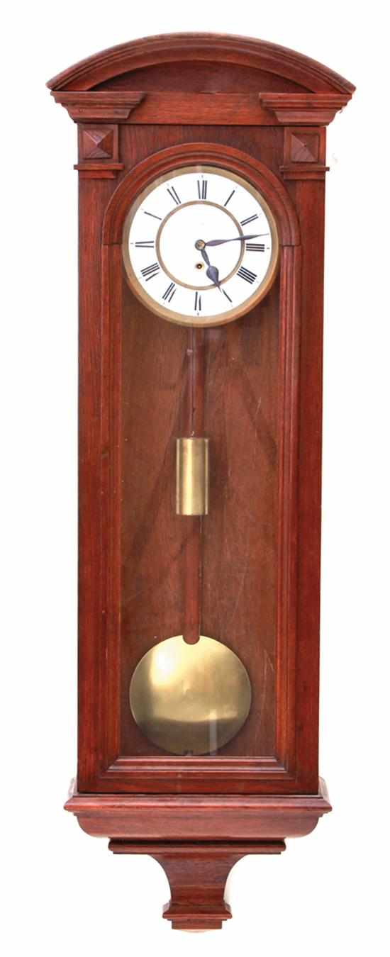 Appraisal: Vienna regulator wall clock W Bauer circa arched pediment above