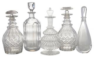 Appraisal: Five Crystal Decanters American English and Continental th th centuries