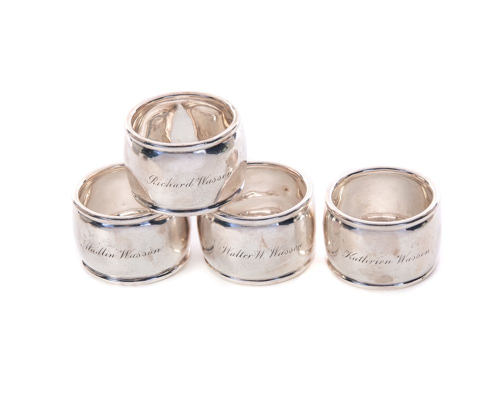 Appraisal: Tiffany Co Sterling Silver Napkin Rings Tiffany Co Sterling Silver