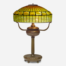 Appraisal: Tiffany Studios TURTLEBACK BAND TABLE LAMP USA c leaded glass