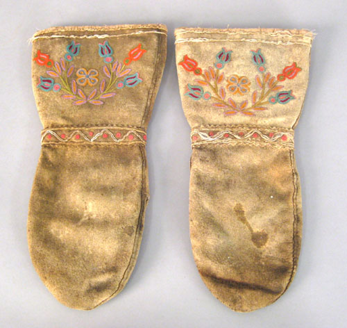 Appraisal: Pair of Northwest coast beaded hide mittens ca l