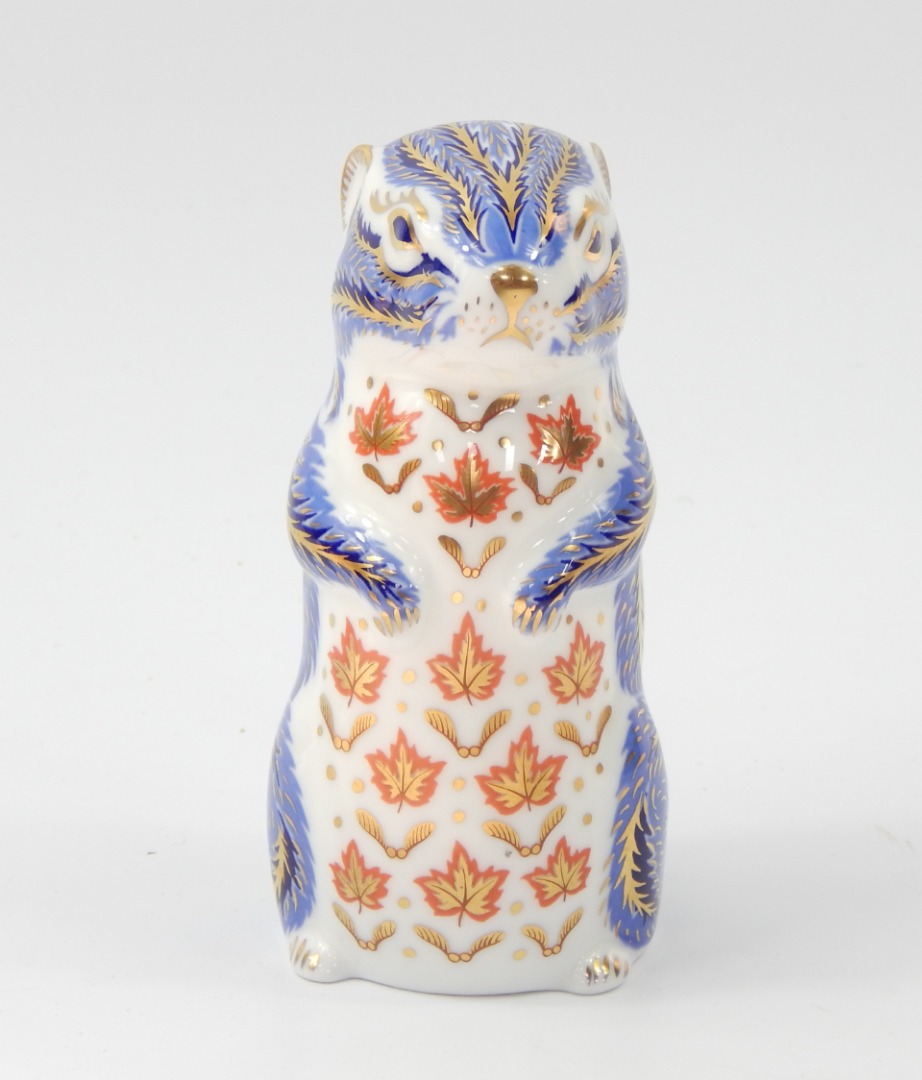 Appraisal: A Royal Crown Derby Imari paperweight modelled as a chipmunk