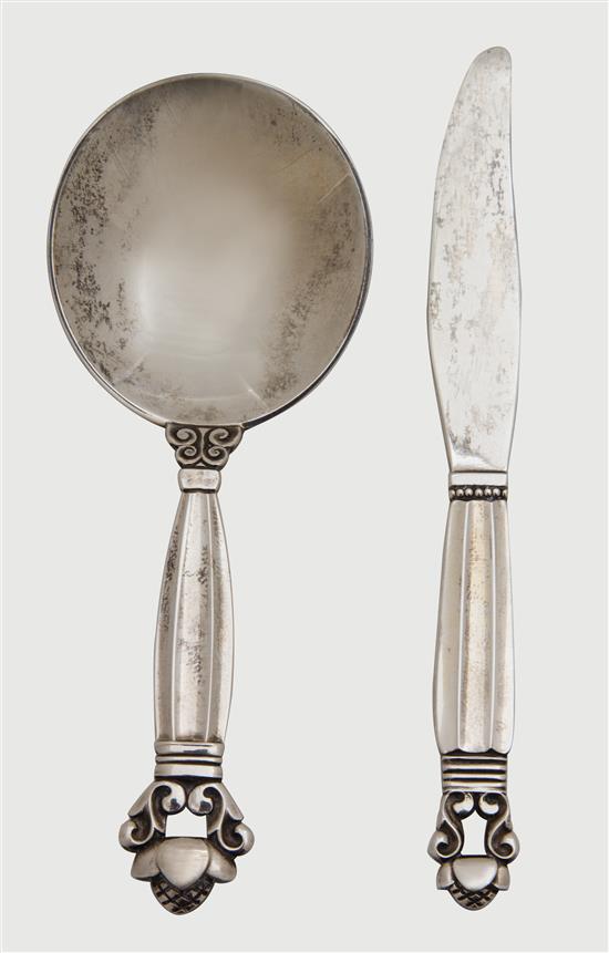 Appraisal: Sale Lot A Danish Silver Child's Knife and Spoon Set