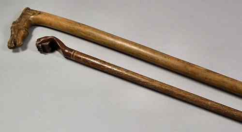 Appraisal: An early th Century Corfu olive wood walking stick the