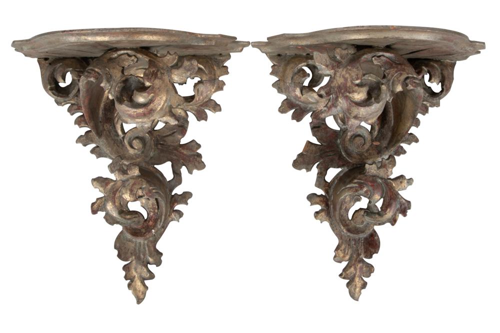 Appraisal: PAIR OF ITALIANATE BRACKETSwith attached wire verso Condition with repairs