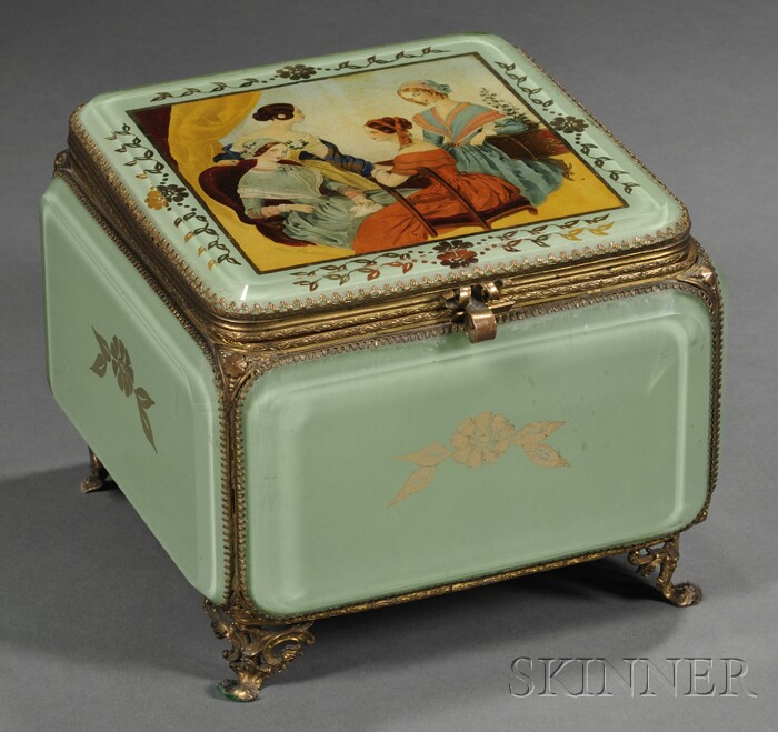 Appraisal: Decoupage and Reverse-decorated Jewel Casket France third quarter th century