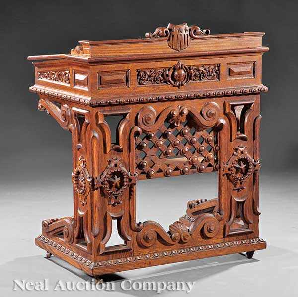 Appraisal: An American House of Representatives Carved Oak Desk c attributed