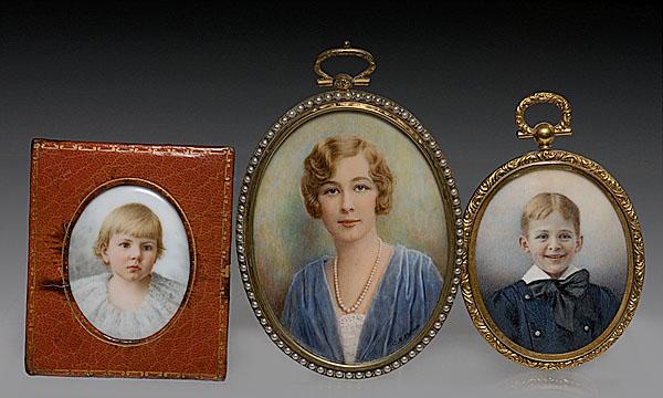 Appraisal: THREE TH AND TH CENTURY PORTRAIT MINIATURES American English or