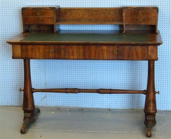 Appraisal: th Century walnut Continental writing desk the superstructure with four