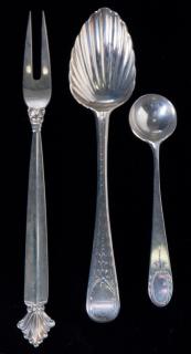 Appraisal: G Jensen Fork English Sterling Silver Spoons Includes a scalloped