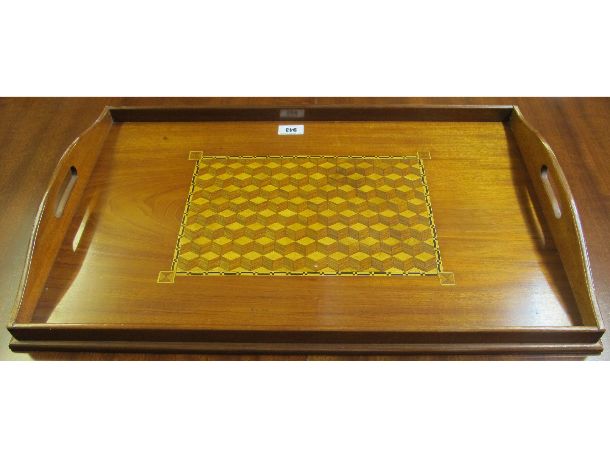 Appraisal: A mahogany inlaid butlers tray