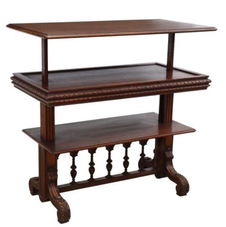 Appraisal: Metamorphic walnut server buffet table late th c top with