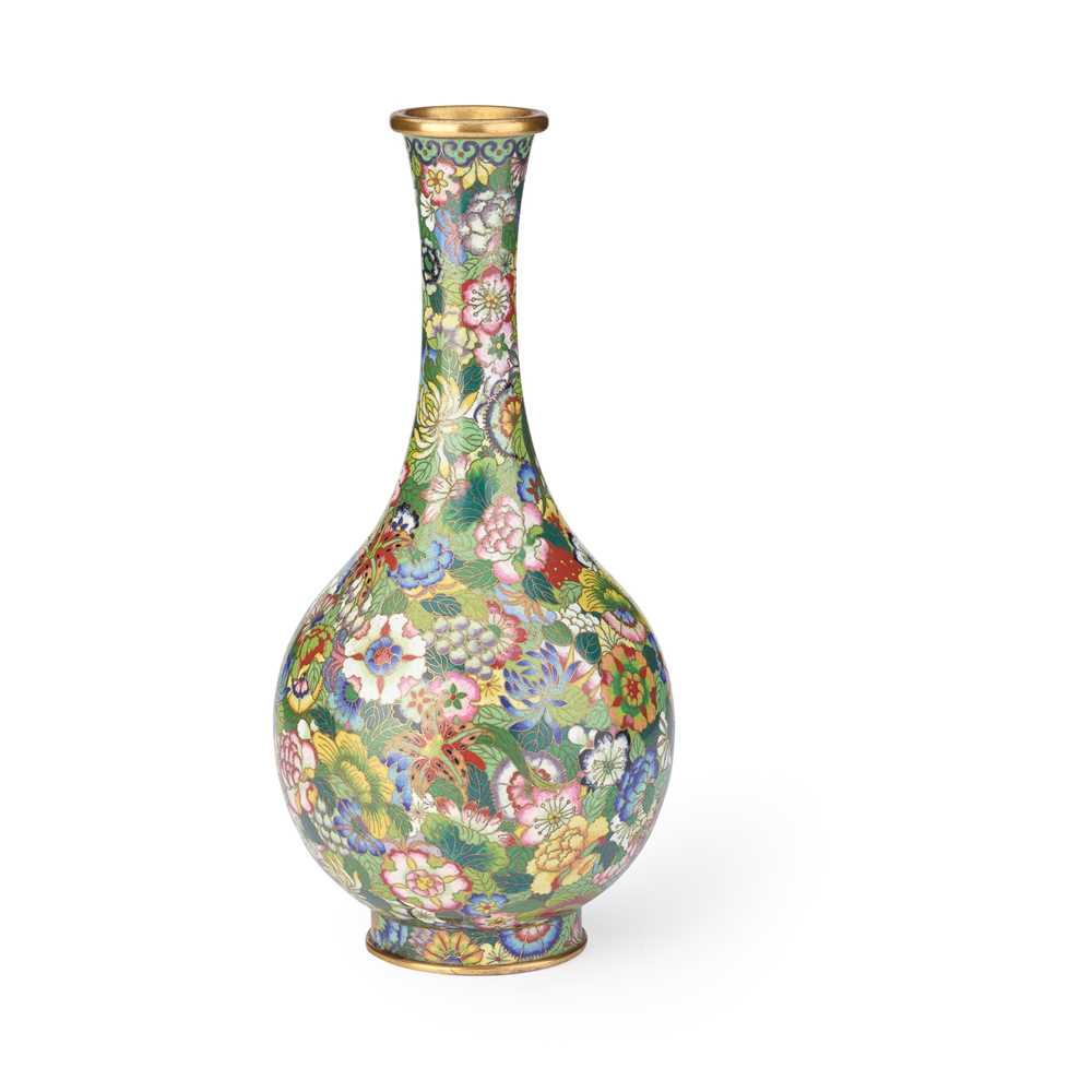 Appraisal: CLOISONN ENAMEL 'MILLEFLEUR' BOTTLE VASE LATE QING TO REPUBLIC PERIOD