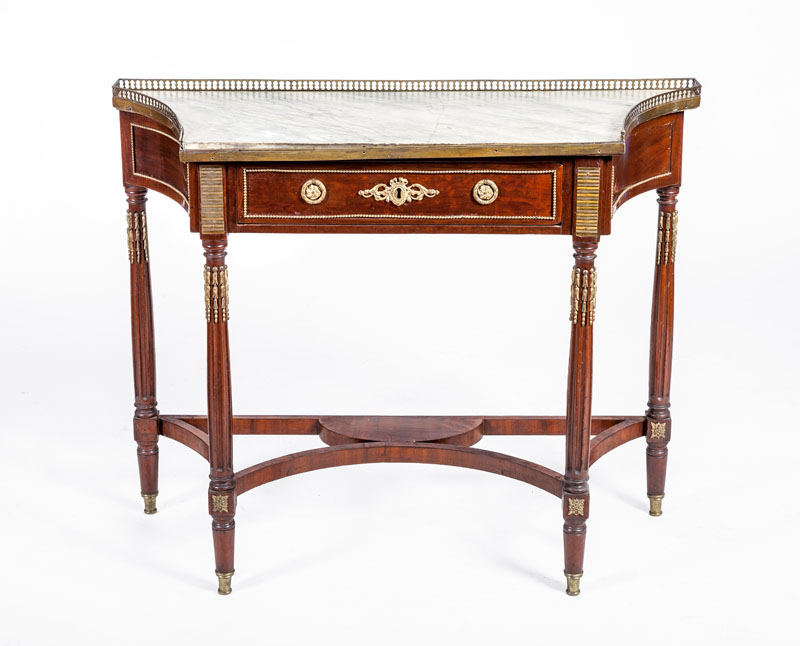 Appraisal: LOUIS XVI BRASS AND GILT-METAL-MOUNTED CONSOLE DESSERTE x x in