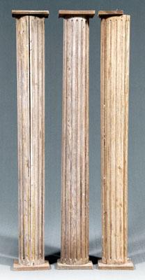 Appraisal: Three pine architectural columns pine throughout fluted and tapered columns