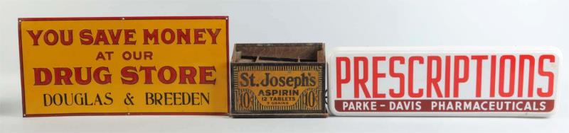 Appraisal: Lot Of Drug Store Advertising Items This lot includes an