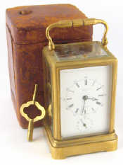 Appraisal: A French gilt brass Drocourt carriage clock striking on the