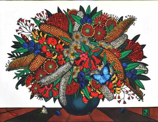 Appraisal: LESLIE VAN DER SLUYS - Ruth's Rainforest Bouquet hand coloured