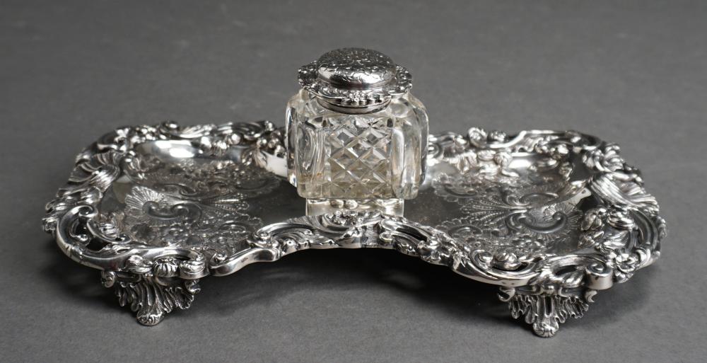 Appraisal: Robert Gainsford English Silver Writing Stand and a Silver Mounted