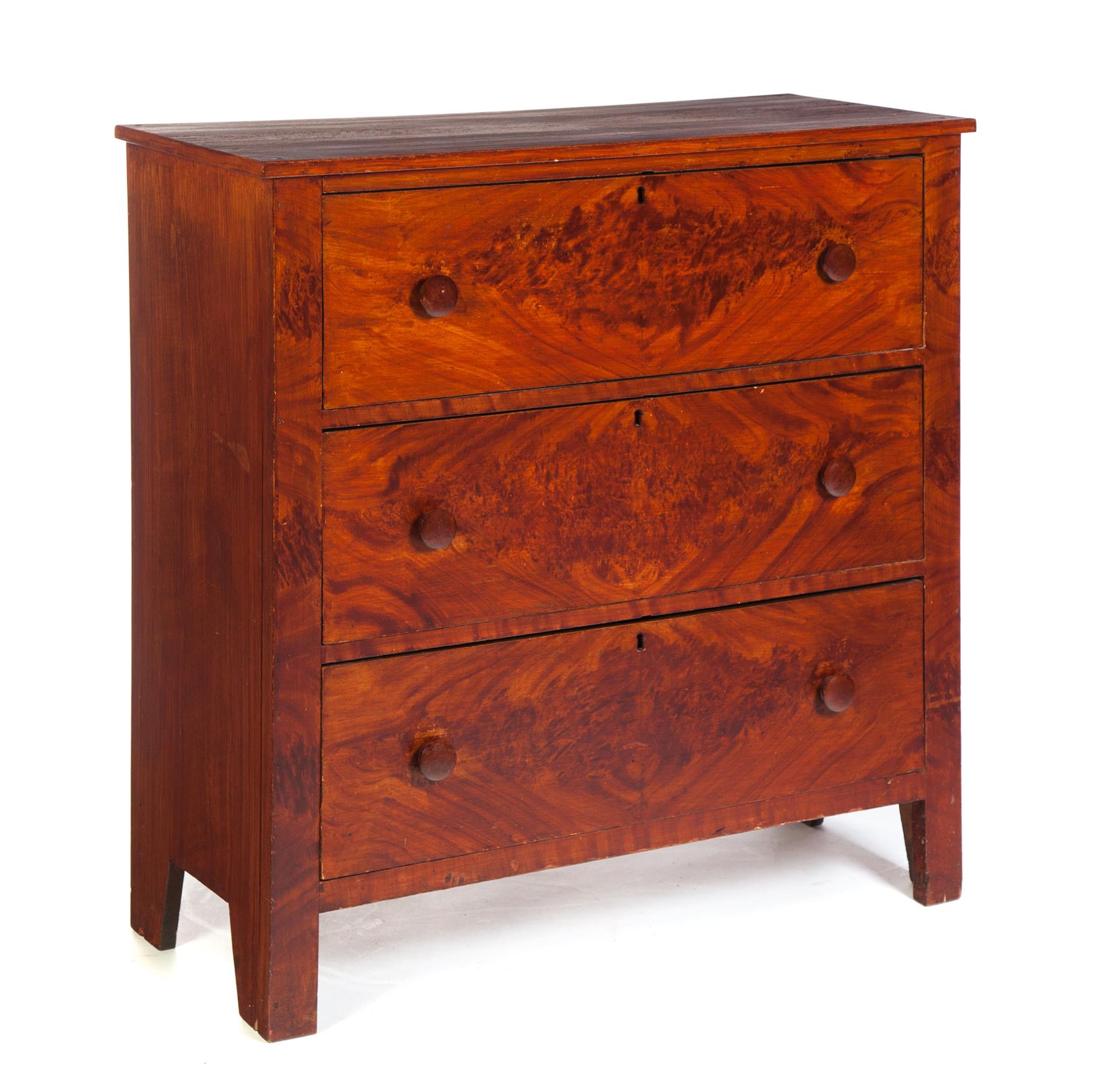 Appraisal: OHIO GRAIN-PAINTED CHEST OF DRAWERS Ca poplar Original paint resembling