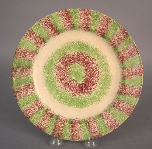 Appraisal: Green and red rainbow spatter bullseye plate th c dia