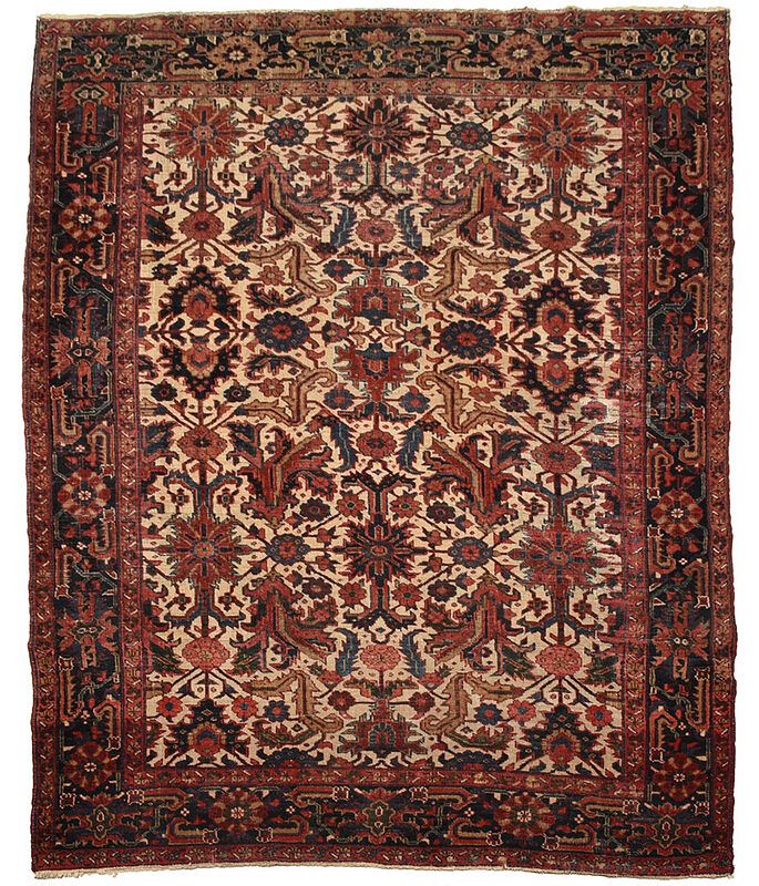 Appraisal: Heriz Carpet th century floral sprays on a white field