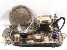 Appraisal: A quantity of silver plate including a gallery tray and