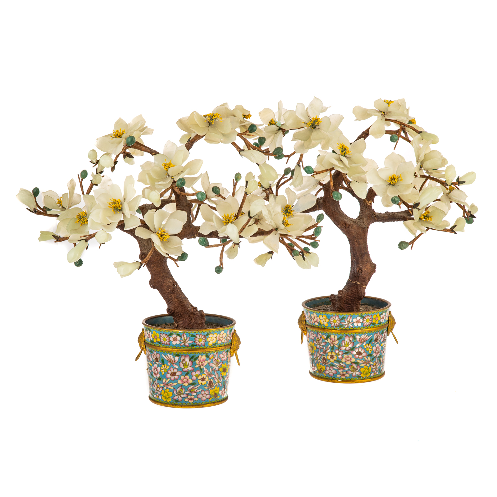 Appraisal: A PAIR OF CHINESE HARDSTONE MINERAL TREES Republic Period -