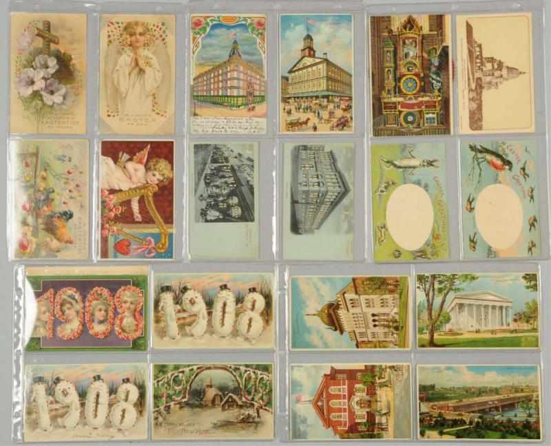 Appraisal: Lot of Postcards Includes New Years Philadelphia one mechanical screen