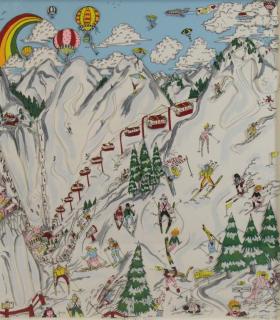 Appraisal: FAZZINO Charles D Serigraph Ski Ski Ski Pencil signed lower