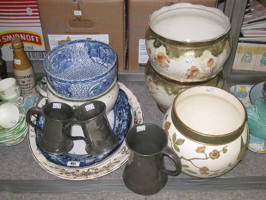 Appraisal: Lot comprising a quantity of ceramics platters jardinere and three