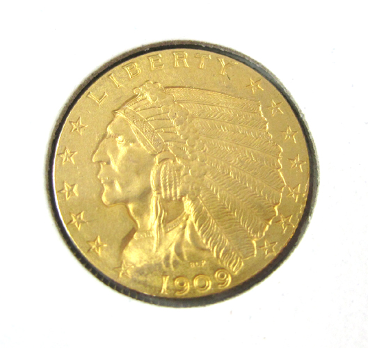 Appraisal: U S TWO AND ONE-HALF DOLLAR GOLD COIN Indian head