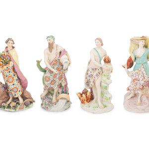 Appraisal: A Set of Four Chelsea Porcelain Figures Allegorical of the