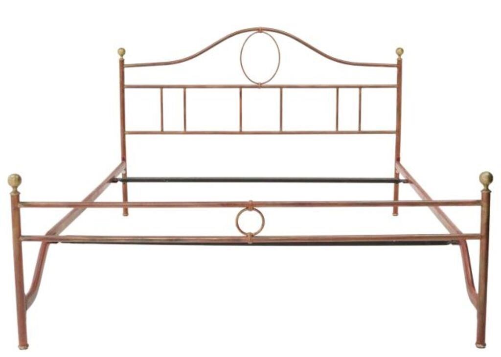 Appraisal: French parcel gilt and painted iron bed th c brass