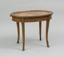 Appraisal: A Lovely Inlaid Tea Table With Brass Details A lovely