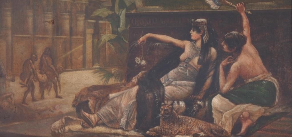 Appraisal: Unsigned th century Egyptian revival painting of an Egyptian queen