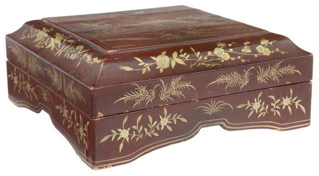 Appraisal: Chinese sweetmeat box th c lacquered and parcel gilt painted